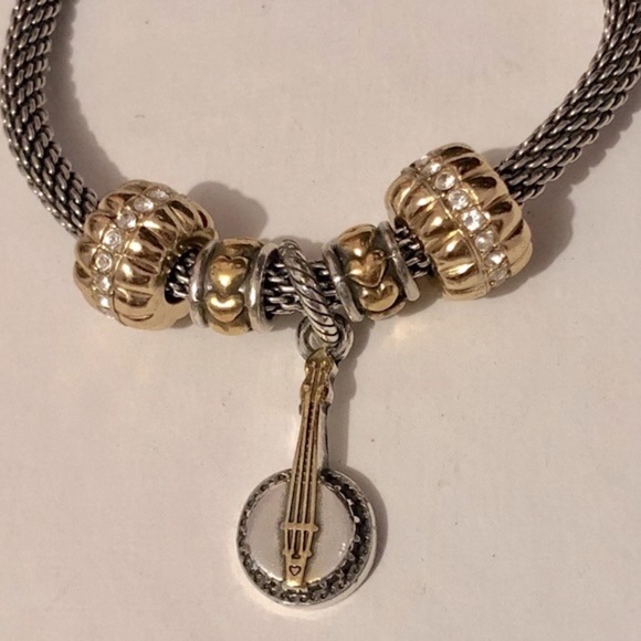 Two Brighton Hearts spacers in Silver-gold Narrow silver beads with gold hearts - Picture 5 of 8